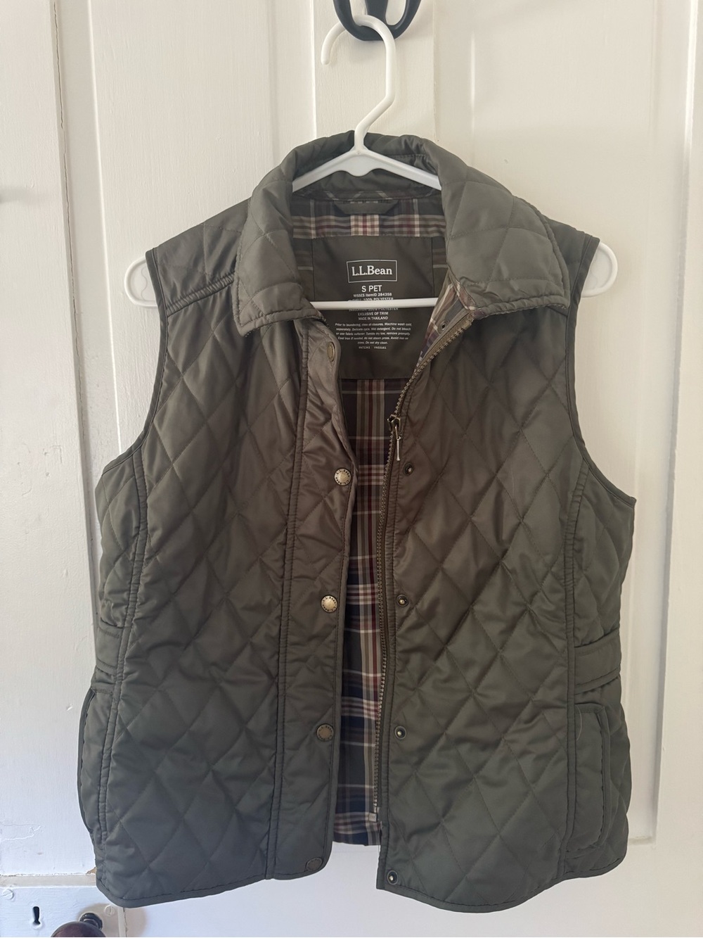 L.L. Bean Brown Quilted Vest with Plaid Lining